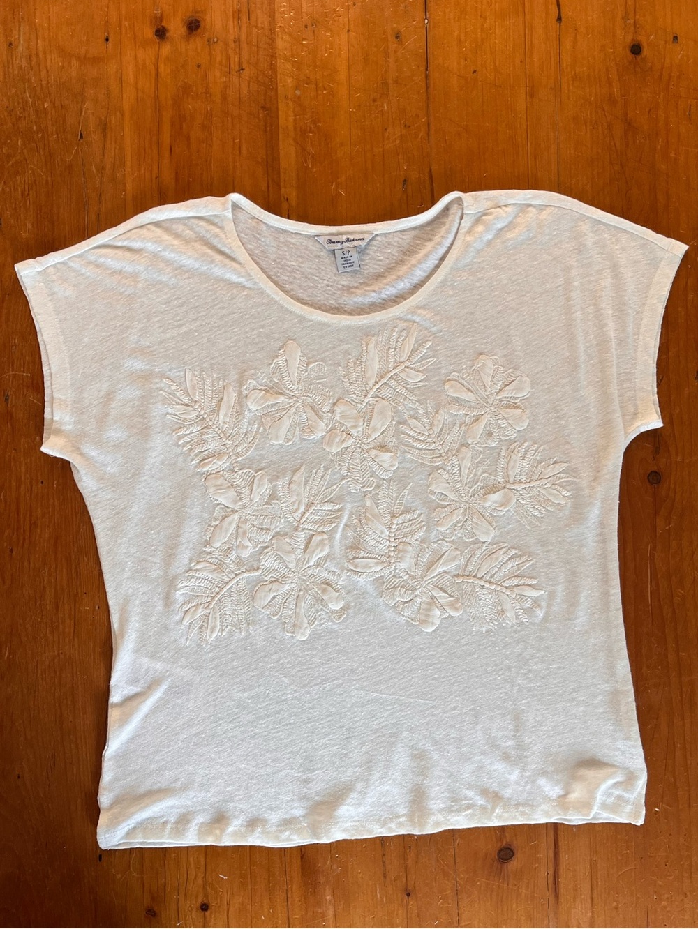 Tommy Bahama Linen Doleman Sleeve Scoop Neck Women's Top - Ivory